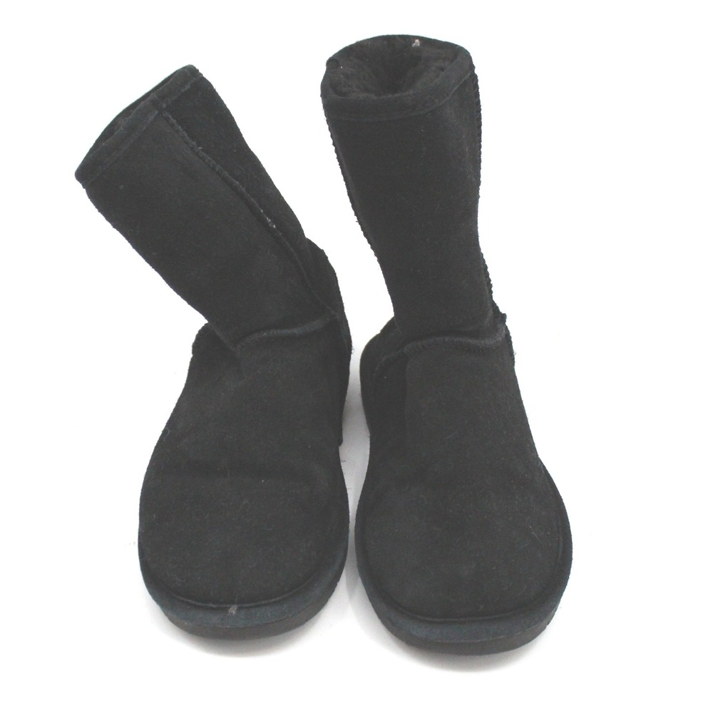 Sheepskin/Wool Bearpaw Emma Womens Black Suede Mid Calf Pull‎ On Winter Boots 8